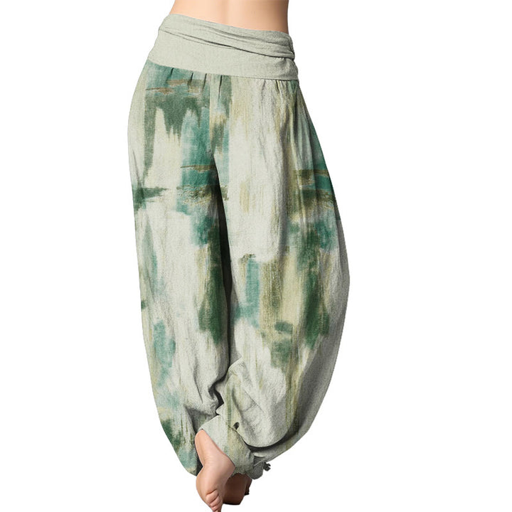 Buddha Stones Tie Dye Pattern Design Women's Elastic Waist Harem Pants