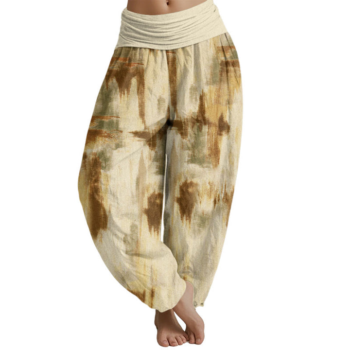 Buddha Stones Tie Dye Pattern Design Women's Elastic Waist Harem Pants