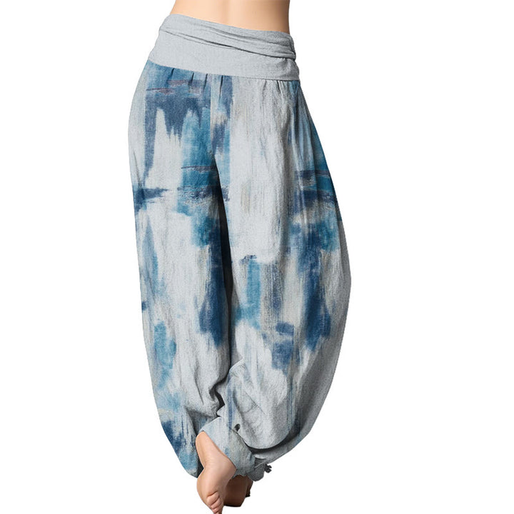 Buddha Stones Tie Dye Pattern Design Women's Elastic Waist Harem Pants