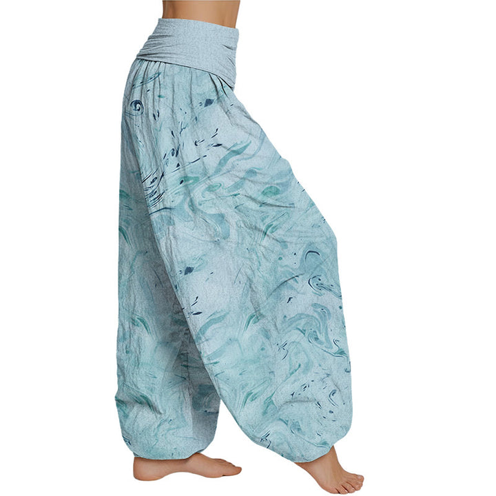 Buddha Stones Flow Wind Pattern Women's Elastic Waist Harem Pants