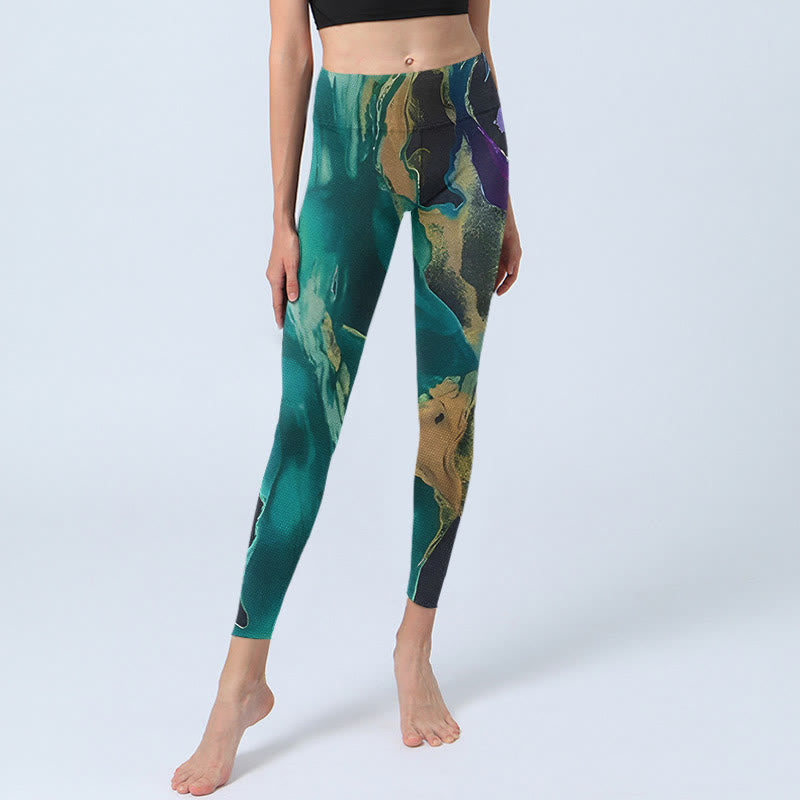 Buddha Stones DarkCyan Natural Landscapes Exercise Leggings Women's Yoga Pants - image 5