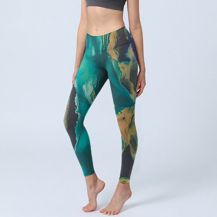 Buddha Stones DarkCyan Natural Landscapes Exercise Leggings Women's Yoga Pants - DarkCyan - US18，UK/AU22，EU50 (4XL) - image 0