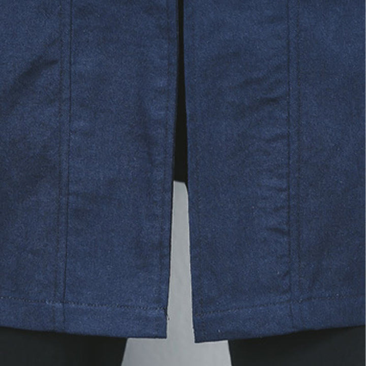 Buddha Stones Fall Simple Frog-Button Linen Men's Mid-length Coat Zen Clothing - image 12