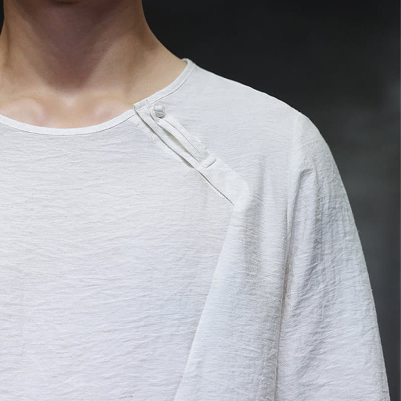 Buddha Stones Fall Solid Round Neck Long Sleeve T-Shirt Cotton Men Clothing - image 17