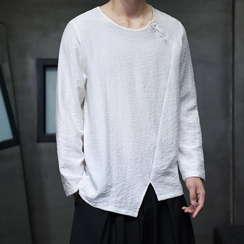 Buddha Stones Fall Solid Round Neck Long Sleeve T-Shirt Cotton Men Clothing - image 9