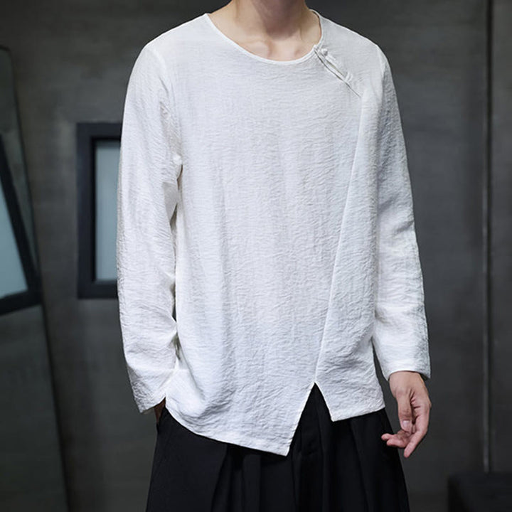 Buddha Stones Fall Solid Round Neck Long Sleeve T-Shirt Cotton Men Clothing - image 9