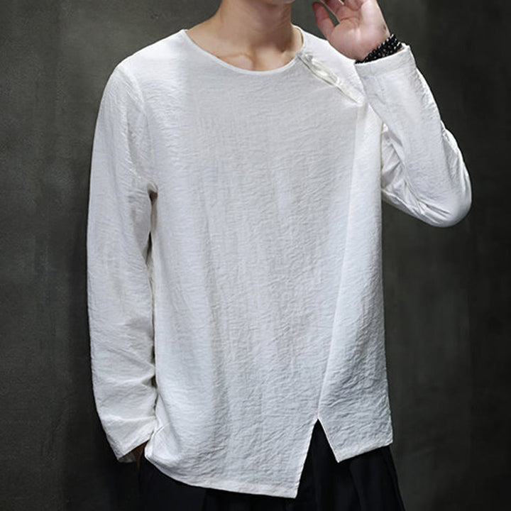 Buddha Stones Fall Solid Round Neck Long Sleeve T-Shirt Cotton Men Clothing - image 16