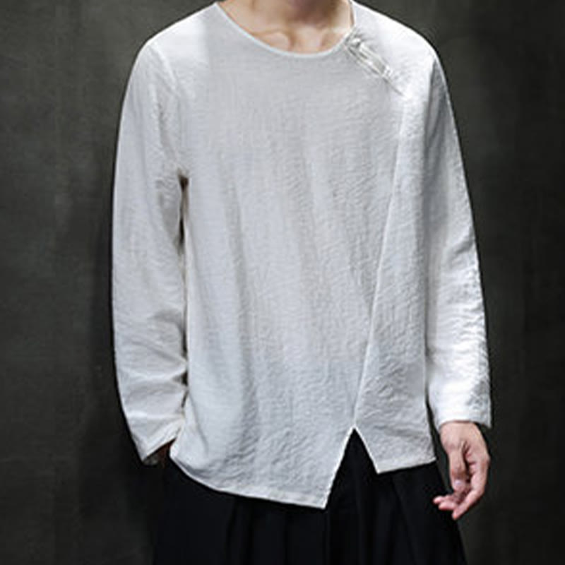 Buddha Stones Fall Solid Round Neck Long Sleeve T-Shirt Cotton Men Clothing - image 15