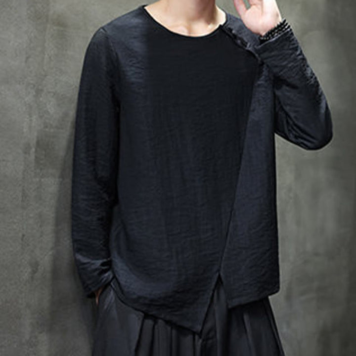 Buddha Stones Fall Solid Round Neck Long Sleeve T-Shirt Cotton Men Clothing - image 27