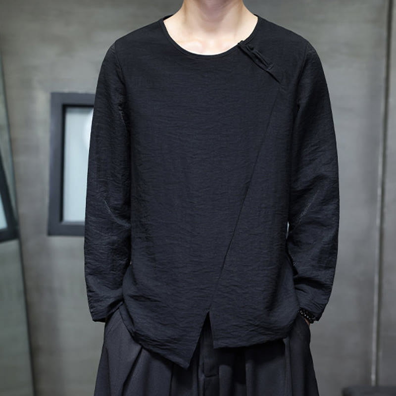 Buddha Stones Fall Solid Round Neck Long Sleeve T-Shirt Cotton Men Clothing - image 22