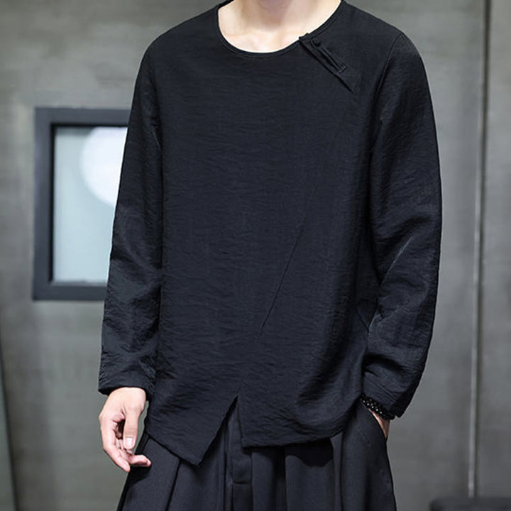 Buddha Stones Fall Solid Round Neck Long Sleeve T-Shirt Cotton Men Clothing - image 25