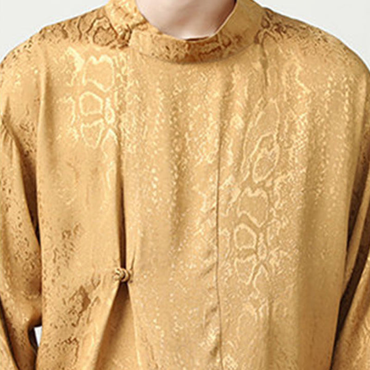 Buddha Stones Fall Jacquard Long Sleeve Frog-Button Shirt Men Clothing - image 10