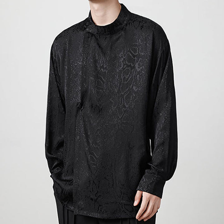Buddha Stones Fall Jacquard Long Sleeve Frog-Button Shirt Men Clothing - image 14