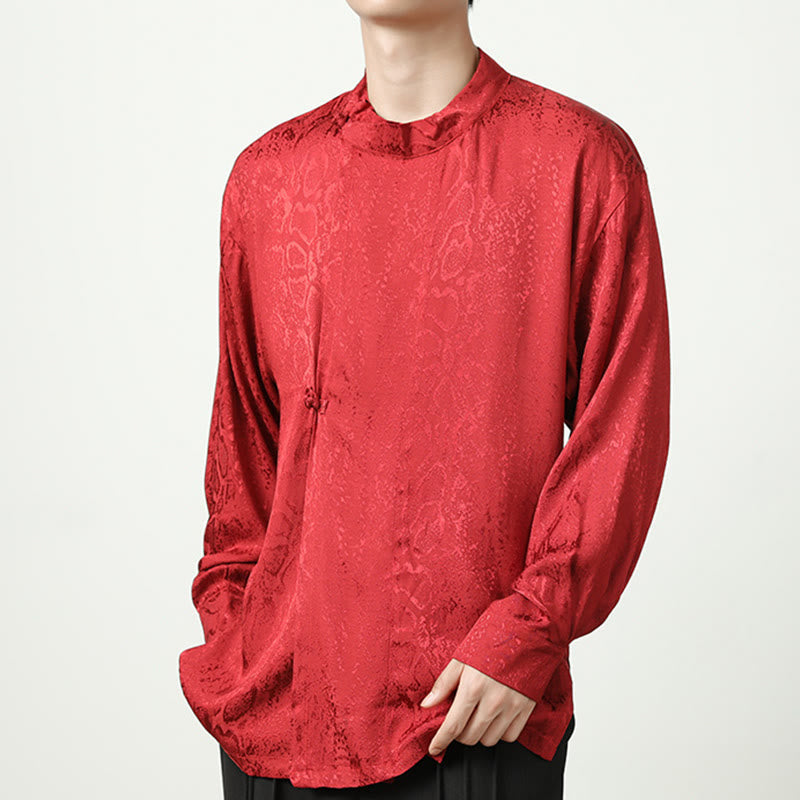 Buddha Stones Fall Jacquard Long Sleeve Frog-Button Shirt Men Clothing - image 20
