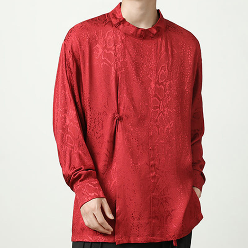 Buddha Stones Fall Jacquard Long Sleeve Frog-Button Shirt Men Clothing - image 23