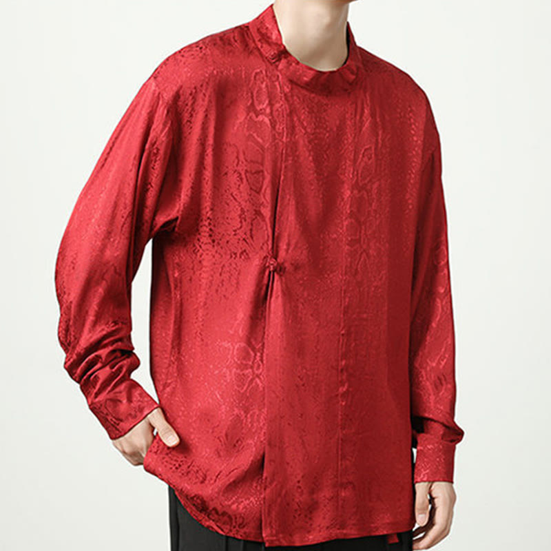 Buddha Stones Fall Jacquard Long Sleeve Frog-Button Shirt Men Clothing - image 22