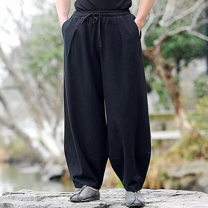 Buddha Stones Casual Simple Drawstring Men's Harem Pants With Pockets - Black - US/UK/AU44，EU54 (5XL) - image 4