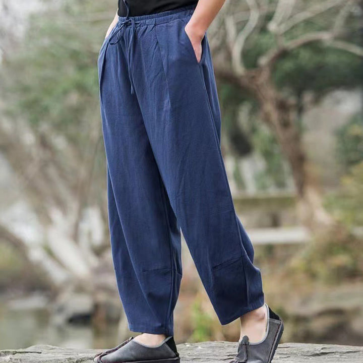 Buddha Stones Casual Simple Drawstring Men's Harem Pants With Pockets - image 1