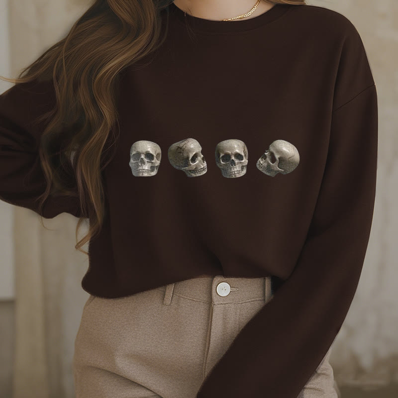 Buddha Stones Tibetan The Lord Of The Corpse Forest Skulls Pattern Fleece Lined Sweatshirt