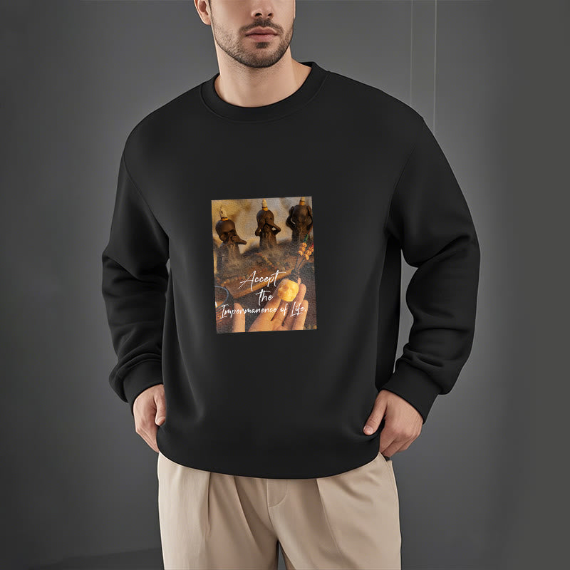 Buddha Stones Accept The Impermanence Of Life The Lord Of The Corpse Forest Skulls Fleece Lined Sweatshirt