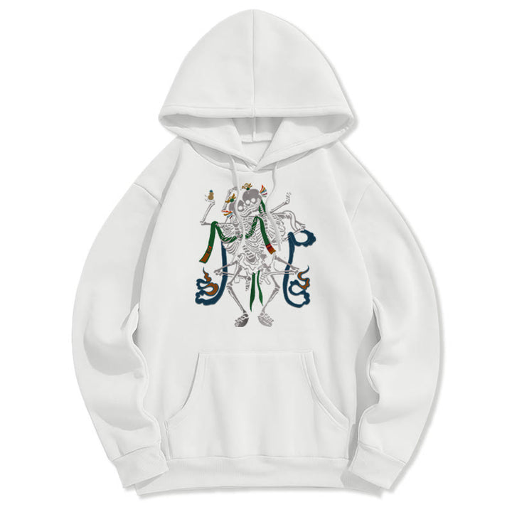 Buddha Stones Tibetan The Lord Of The Corpse Forest Design Fleece Lined Hoodie