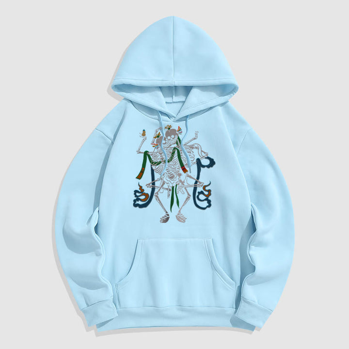 Buddha Stones Tibetan The Lord Of The Corpse Forest Design Fleece Lined Hoodie