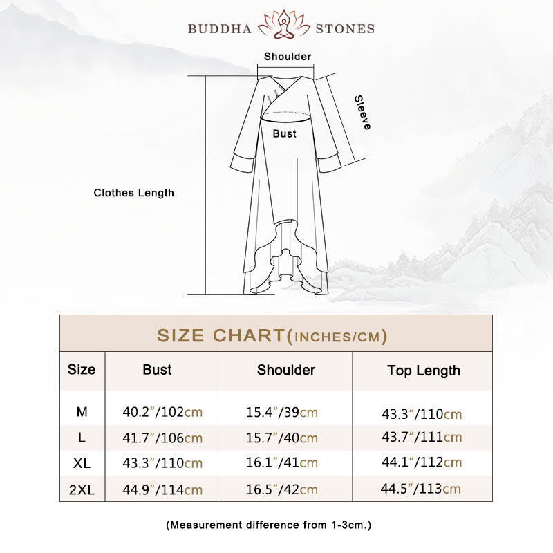 Buddha Stones V-Neck Midi Tunic Dress Wide Leg Pants Meditation Zen Practice Dance Clothing - image 6