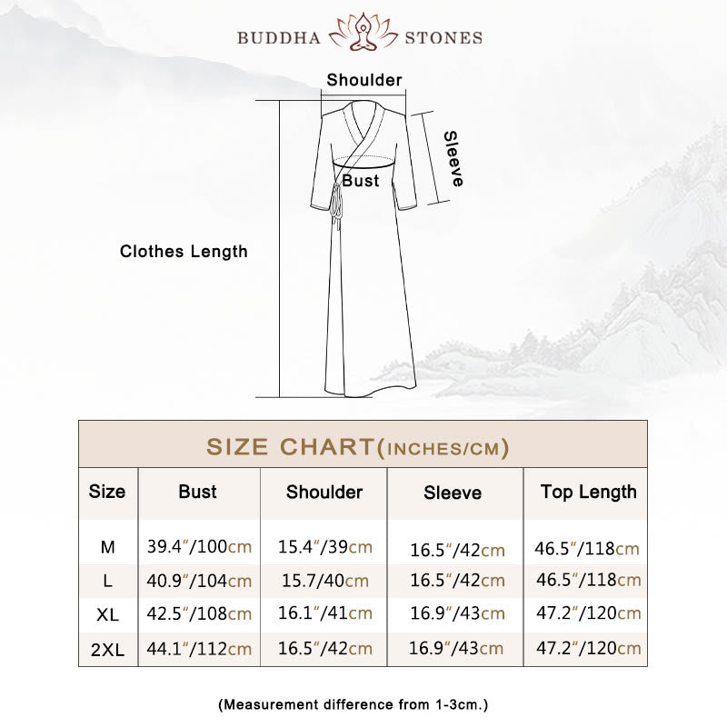 Buddha Stones Hanfu Style Midi Dress Wide Leg Pants Meditation Zen Practice Yoga Dance Clothing