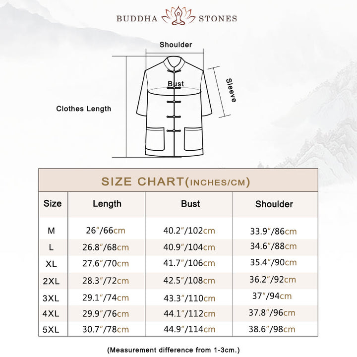 Buddha Stones Frog-Button Chinese Tang Suit Short Sleeve Shirt Linen Men Clothing With Pockets