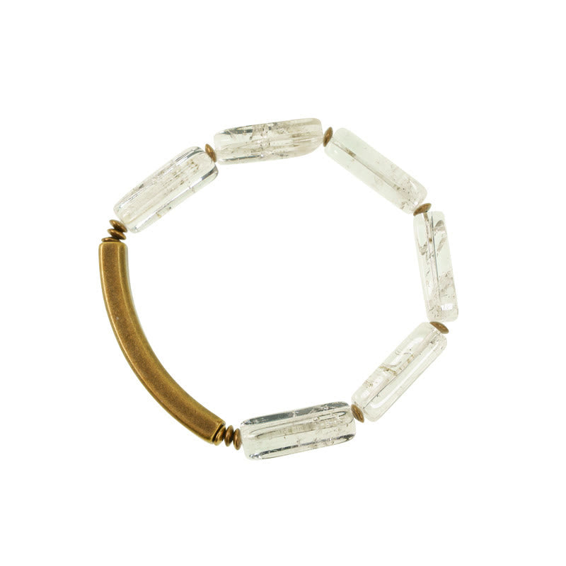 Buddha Stones Square White Crystal Copper Luck Bracelet