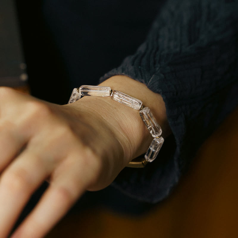 Buddha Stones Square White Crystal Copper Luck Bracelet