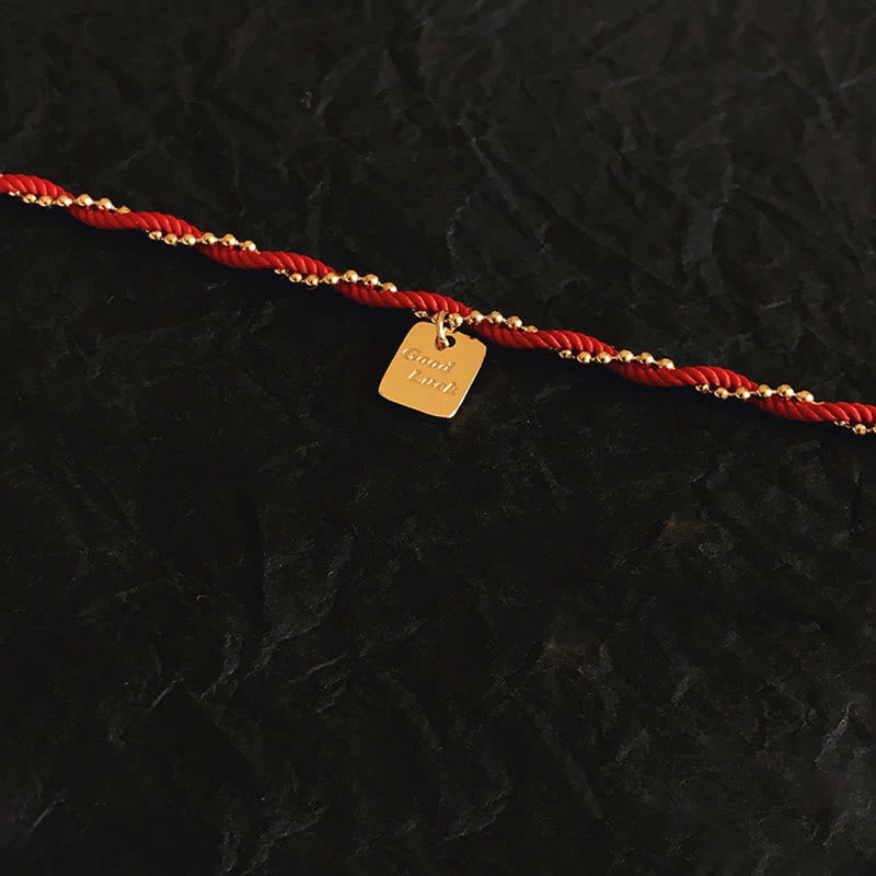 Buddha Stones Red String Gold Plated Copper Good Luck Strength Bracelet