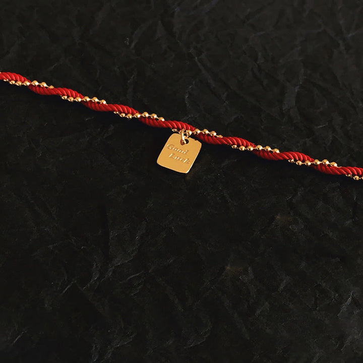 Buddha Stones Red String Gold Plated Copper Good Luck Strength Bracelet