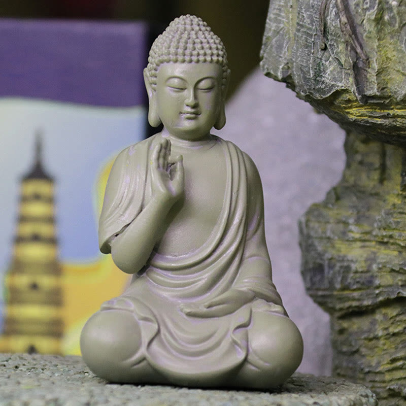 Buddha Stones Small Meditation Prayer Resin Buddha Statue Compassion Home Desk Decoration