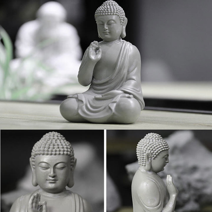 Buddha Stones Small Meditation Prayer Resin Buddha Statue Compassion Home Desk Decoration