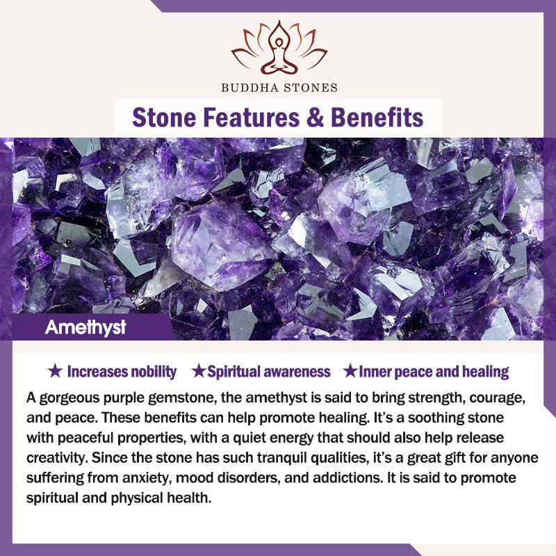 Buddha Stones De-Stress Amethyst Blue Lace Agate Howlite Healing Bracelet
