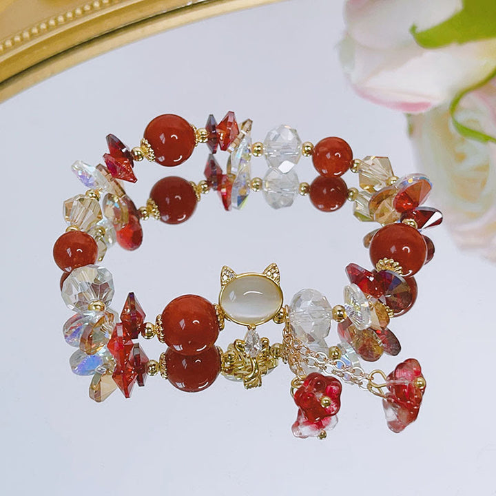 Buddha Stones Amethyst Green Crystal Red Crystal Cat Balance Bracelet - image 11