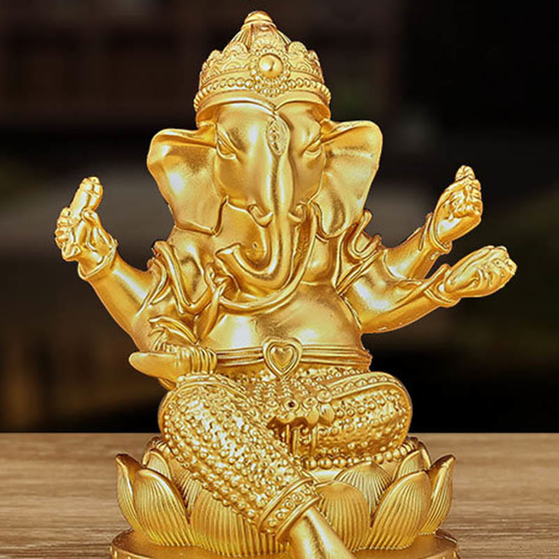 Buddha Stones Mini Small Ganesh Ganpati Elephant Meditation Statue Reflection Home Resin Decoration