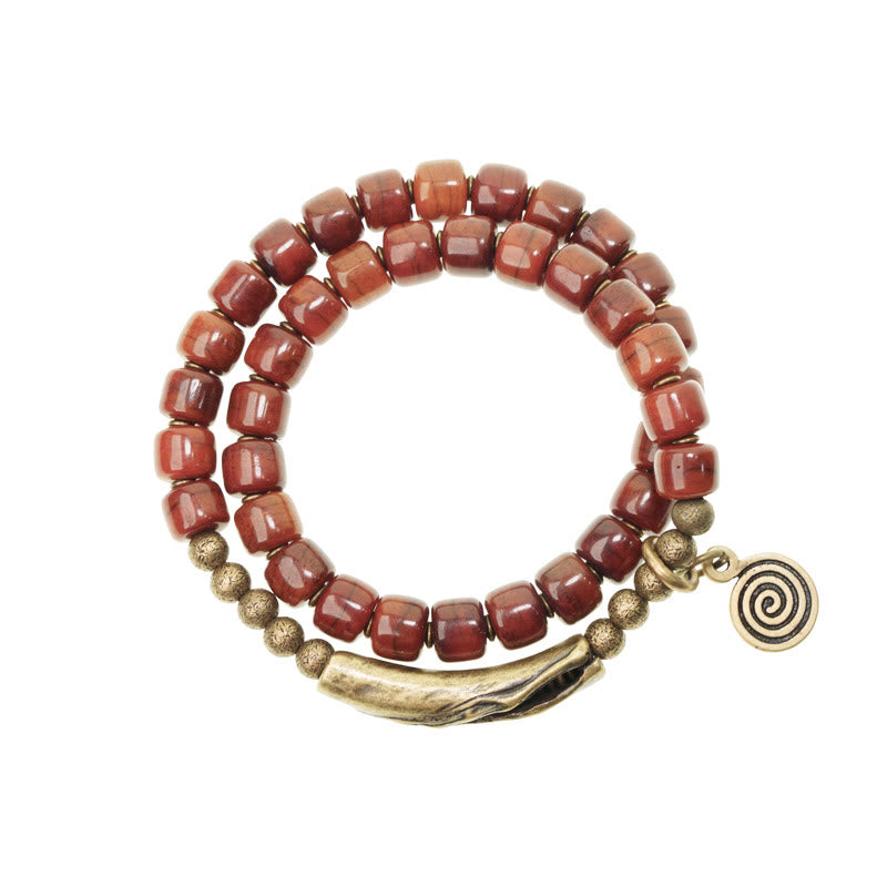 Buddha Stones Yak Bone Copper Double Wrap Balance Bracelet