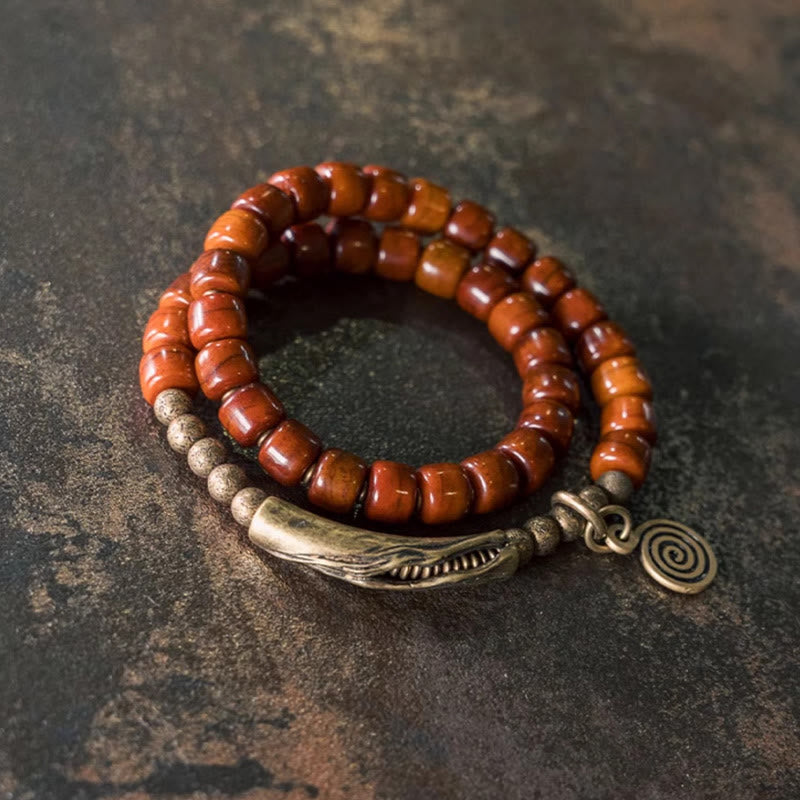 Buddha Stones Yak Bone Copper Double Wrap Balance Bracelet