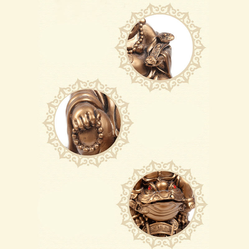 Buddha Stones Laughing Buddha Feng Shui Frog Toad Copper Coins Attract Wealth Resin Statue Home Decoration