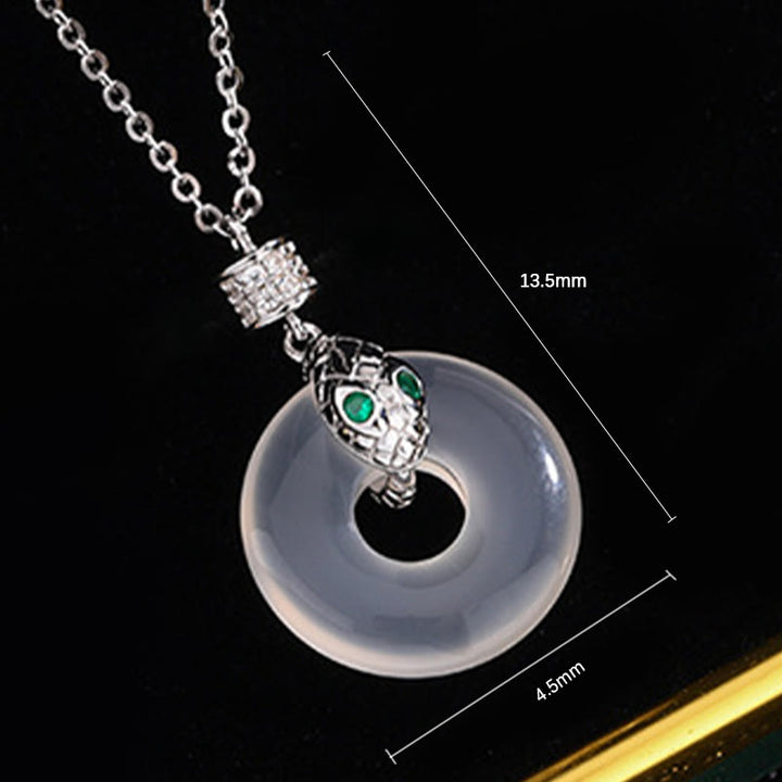 Buddha Stones 999 Sterling Silver Chalcedony Peace Buckle Year Of The Snake Healing Necklace Pendant