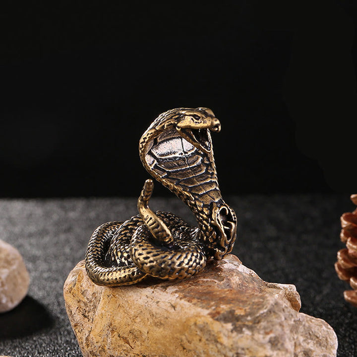 Buddha Stones Mini Small Year of the Snake Cobra Brass Copper Home Decoration