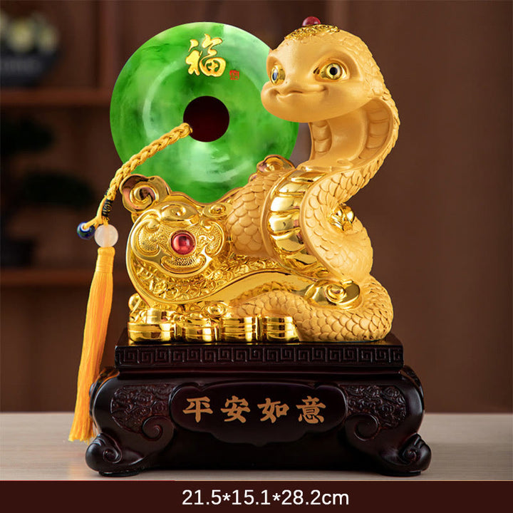 Buddha Stones Year of the Snake Fu Character Peace Buckle Peace and Happiness Resin Home Statue Decoration