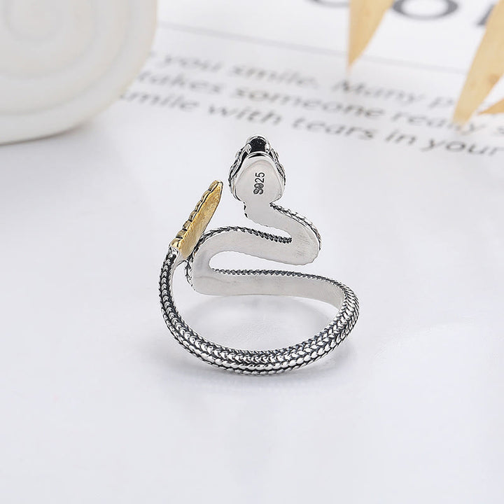 Buddha Stones 925 Sterling Silver Year Of The Snake Calm Balance Djustable Ring