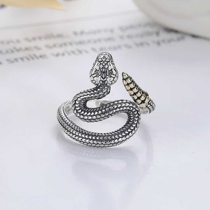 Buddha Stones 925 Sterling Silver Year Of The Snake Calm Balance Djustable Ring