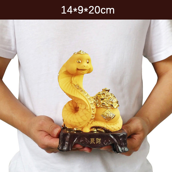 Buddha Stones Year Of The Snake Fu Character Treasure Bowl Ingots Gather Wealth Resin Home Statue Decoration