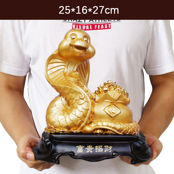 Buddha Stones Year Of The Snake Fu Character Treasure Bowl Ingots Gather Wealth Resin Home Statue Decoration