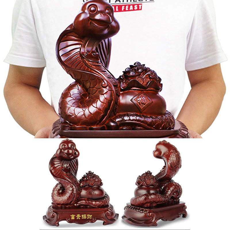 Buddha Stones Year Of The Snake Fu Character Treasure Bowl Ingots Gather Wealth Resin Home Statue Decoration