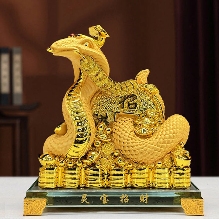 Buddha Stones Year Of The Snake Copper Coins Ingots Attract Fortune Resin Statue Home Decoration